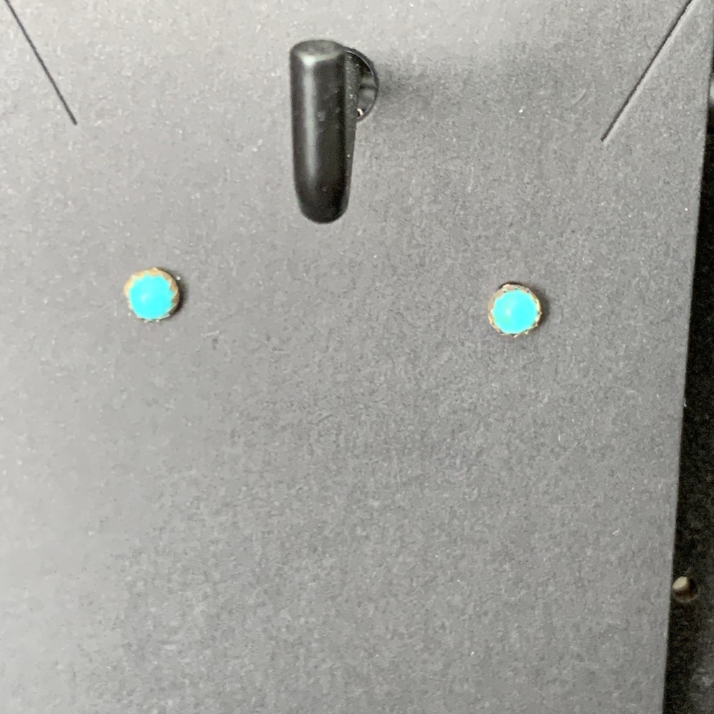 Kingman Turquoise 925 Sterling Silver Stud Earrings Southwestern Boho